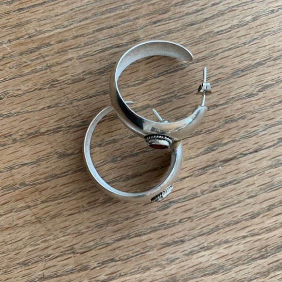 Sterling Silver Hoop Earrings - Picture 2 of 5